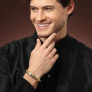 Gold Plated Dual Toned Engraved Texture Kada For Men