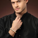 Gold Plated Dual Toned Engraved Texture Kada For Men