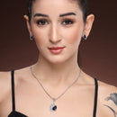 Pendant Set for Women & Girls Sapphire Blue Crystal Necklace Jewellery Set