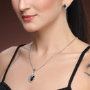 Pendant Set for Women & Girls Sapphire Blue Crystal Necklace Jewellery Set
