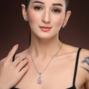 Spiral Floral Oval Pendant Set for Women & Girls Necklace Jewellery Set