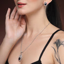 American Diamond Spiral Floral Oval Pendant Set for Women & Girls