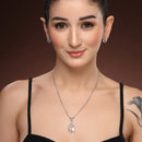 Halo Teardrop Pendant Set for Women & Girls White Crystal Necklace Jewellery Set