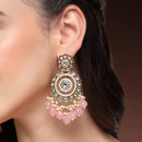 Traditional Gold Plated kundan Studded Pink & White Pearl Beaded Royal Jhumkas Earrings