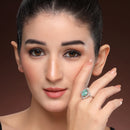 Rhoidum Plated Silver-toned Ruby Magenta Crystal Ring for Women