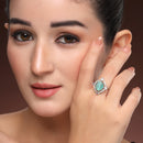 Rhoidum Plated Silver-toned Ruby Magenta Crystal Ring for Women