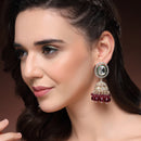 Traditional Gold Plated kundan Studded Glass Beaded Royal Jhumkas Earrings