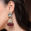 Traditional Gold Plated kundan Studded Glass Beaded Royal Jhumkas Earrings