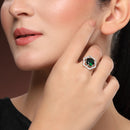 Rhoidum Plated Silver-toned Crystal Geometric Statement Ring for Women