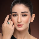 Rhoidum Plated Silver-toned Crystal Geometric Statement Ring for Women