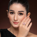 Rhoidum Plated Silver-toned Crystal Geometric Statement Ring for Women