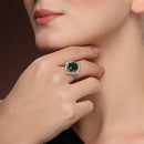 Rhoidum Plated Silver-toned Ruby Magenta Crystal Ring for Women