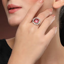 Rhoidum Plated Silver-toned Crystal Floral Statement Ring for Women