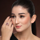Rhoidum Plated Silver-toned Crystal Floral Statement Ring for Women
