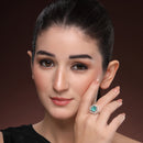 Rhoidum Plated Silver-toned Crystal Geometric Statement Ring for Women