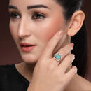 Rhoidum Plated Silver-toned Crystal Geometric Statement Ring for Women
