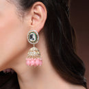Traditional Gold Plated kundan Studded Pink Glass Beaded Royal Jhumkas Earrings