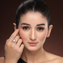Rhoidum Plated Silver-toned Crystal Floral Statement Ring for Women
