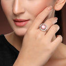 Rhoidum Plated Silver-toned Crystal Floral Statement Ring for Women