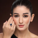 Rhoidum Plated Silver-toned Ruby Magenta Crystal Ring for Women