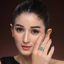 Rhoidum Plated Silver-toned Crystal Floral Statement Ring for Women