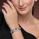 Silver-Plated Multicolor Stone Charm Bracelet