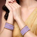 Zeneme Gold-Plated Matte Finish Violet Velvet Cz Studded Bangles Set Of 36