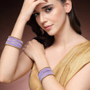 Zeneme Gold-Plated Matte Finish Violet Velvet Cz Studded Bangles Set Of 36