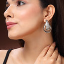 Oxidised Silver Toned Unique Engraved Design Tribal Style Drop Earrings