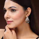 Oxidised Silver Toned Unique Engraved Design Tribal Style Drop Earrings
