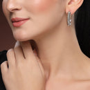 Silver Plated Alloy Hoop 2 Pairs Trendy Combo Earrings Set