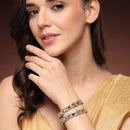 Gold Plated Gold Toned Mirror & Cubic Zirconia Studded Bangles Set Of 2