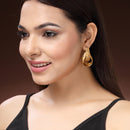Gold Plated Unique Engraved Design Tribal Style Drop Earrings