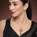 Gold-Plated Traditional Ethnic Stylish Moon Pendant Necklace for Women