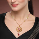 Gold-Plated Traditional Ethnic Stylish Moon Pendant Necklace for Women