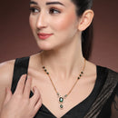 Gold Toned Brass Geometric Halo Pendant Set for Women & Girls