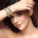 Gold Plated Square Shaped Mirror & Pearl Studded Bangles Set Of 2