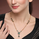 Gold Toned Brass Geometric Halo Pendant Set for Women & Girls