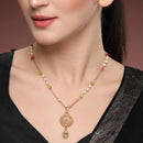 Gold-Plated Ethnic Floral & Moon Pendant Necklace for Women