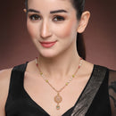 Gold-Plated Ethnic Floral & Moon Pendant Necklace for Women