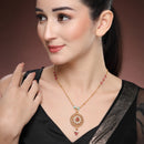 Gold-Plated Traditional Ethnic Floral & Moon Pendant Set for Women