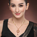 Gold-Plated Traditional Ethnic Floral & Moon Pendant Necklace Set for Women