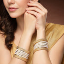 Gold-Plated Matte Finish Grey Velvet Textured Bangles Set Of 30
