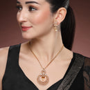 American Diamond Brass Gold Toned Pendent Set
