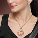 American Diamond Brass Gold Toned Pendent Set