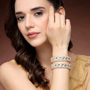 Gold Plated Multicolor Cubic Zirconia Studded Bangles Set Of 2