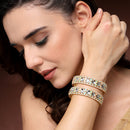 Gold Plated Multicolor Cubic Zirconia Studded Bangles Set Of 2