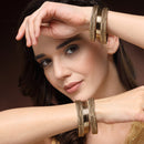 Gold-Plated Mehendi Toned Textured Bangles Set Of 12