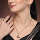 American Diamond Floral Golden Style Pendent Set