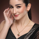 American Diamond Floral Golden Style Pendent Set